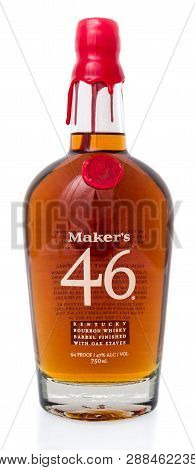 Winneconne, Wi - 3 March 2019: A Bottle Of Makers Mark 46 Kentucky Bourbon Whisky Barrel Finished Wi