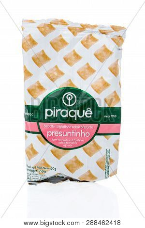 Winneconne, Wi - 3 March 2019: A Package Of Piraque Prosciutto Crackers On An Isolated Background