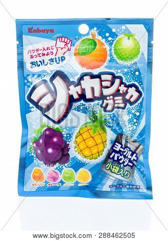 Winneconne, Wi - 3 March 2019: A Package Of Kabaya Shakashaka Gummies Candy On An Isolated Backgroun