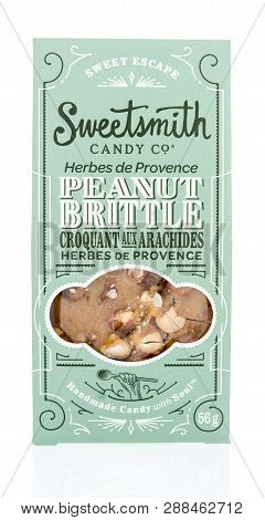 Winneconne, Wi - 5 March 2019: A Package Of  Sweetsmith Peanut Brittle On An Isolated Background