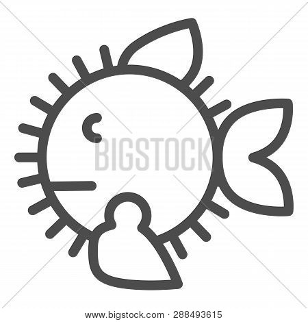 Ruff Fish Line Icon. Sharp Fish Vector Illustration Isolated On White. Seafood Outline Style Design,