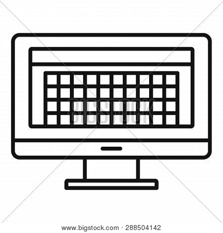 Desktop Computer Photo Redaction Icon. Outline Desktop Computer Photo Redaction Icon For Web Design 