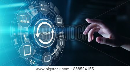 Update System Upgrade Software Version Technology Concept On Virtual Screen.