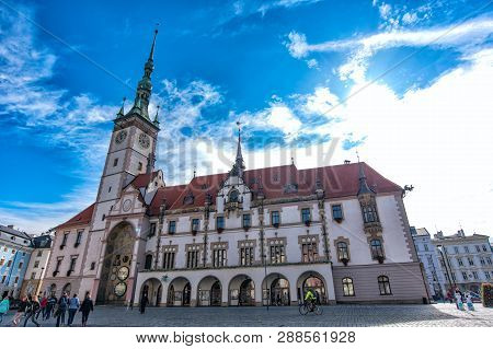 Czech Republic September 2018. Town Hall And Astronomical Clock Of Olomouc