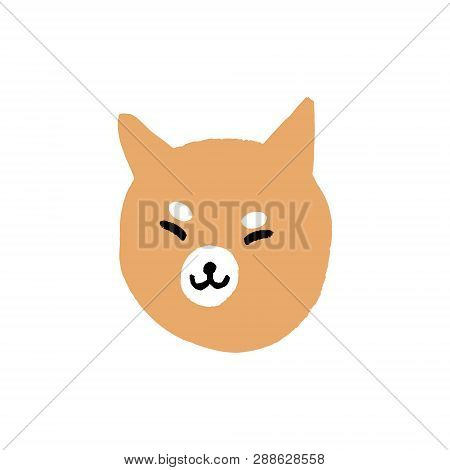 Abstract Cute Vector Shiba Inu Dog, Puppy Illustration.