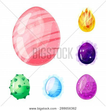 Vector Design Of Dinosaur  And Magic  Icon. Set Of Dinosaur  And Fantasy Vector Icon For Stock.