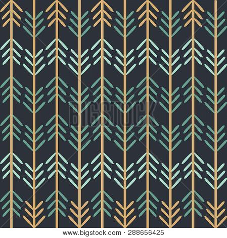 Vector Chevron Woodland Fun Seamless Pattern Background.
