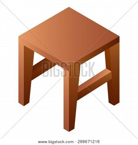 Backless Wood Chair Icon. Isometric Of Backless Wood Chair Vector Icon For Web Design Isolated On Wh
