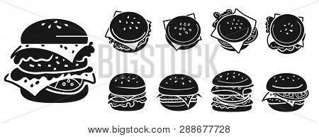 Burger Icons Set. Simple Set Of Burger Vector Icons For Web Design On White Background