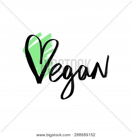 Vector Vegan Logo, Tag And Label. Design Element For Market, Cafe And Restaurant. Menu Symbol.
