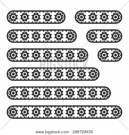 Conveyor Belt Line Set On White Background.