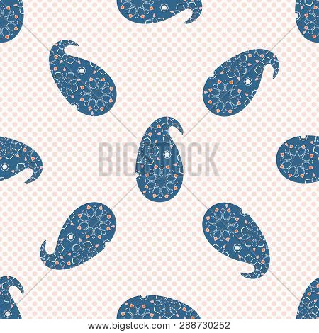 Hand Drawn Paisley Motif Illustration. Seamless Vector Pattern All Over Print