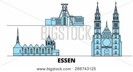 Germany, Essen Flat Landmarks Vector Illustration. Germany, Essen Line City With Famous Travel Sight