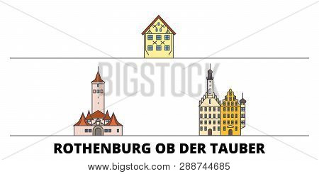 Germany, Rothenburg Ob Der Tauber Flat Landmarks Vector Illustration. Germany, Rothenburg Ob Der Tau