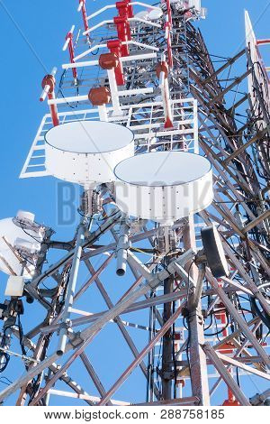 Telecommunication Network Repeaters, Base Transceiver Station. Tower Wireless Communication Antenna