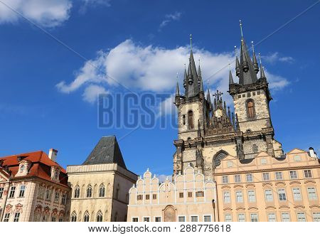 Church Of Saint Mary Of Tyn In The European Capital Prague In The Czech Republic