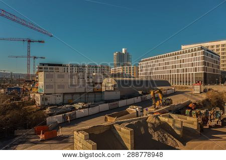 Stuttgart,germany - February 24,2019:budapester Platz This Is A Construction Site In The Direction T
