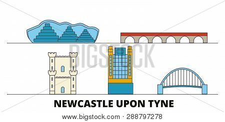 United Kingdom, Newcastle Upon Tyne Flat Landmarks Vector Illustration. United Kingdom, Newcastle Up