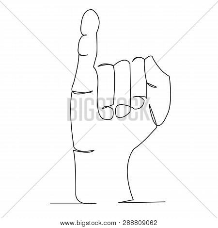 One Open Single Drawn Line Art Doodle Hand, Deaf, Sign, Finger, Language, Gesture. Isolated Hand-dra