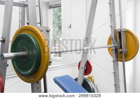 Sports Equipment For Sports In The Gym Dumbbells Barbell