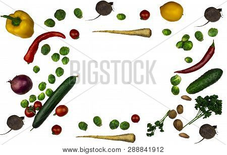 Seasonal Vegetables - Broccoli, Bell Peppers, Tomatoes, Onions, Garlic With Spices And Herbs. Ingred