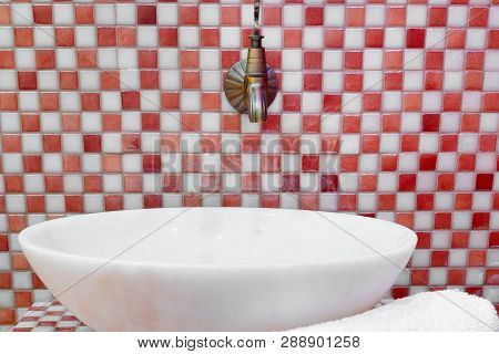 Traditional Turkish Hamam With Stone Walls, Sink