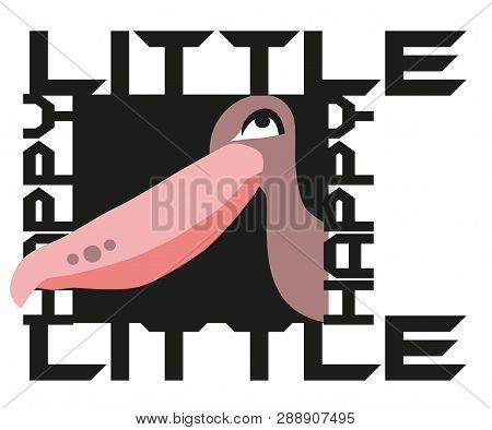 Funny Dinosaur Poster. Cartoon Dino Background. Vector Illustration.