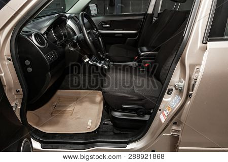 Novosibirsk, Russia - March 10, 2019:  Suzuki Grand Vitara,close-up Of The Dashboard, Speedometer, T