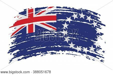 Cook Islands Flag In Grunge Brush Stroke, Vector
