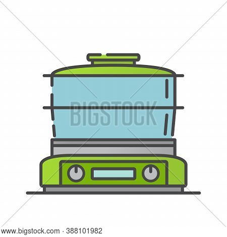 Double Boiler Icon Outline. Kitchen Appliances. Symbol For A Mobile Application Or Website.