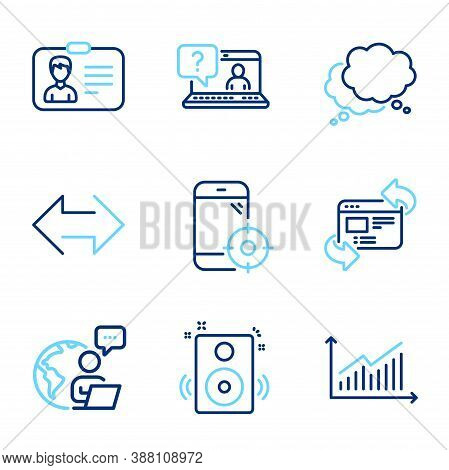 Technology Icons Set. Included Icon As Faq, Speech Bubble, Identification Card Signs. Refresh Websit
