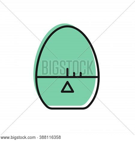 Black Line Kitchen Timer Icon Isolated On White Background. Egg Timer. Cooking Utensil. Vector