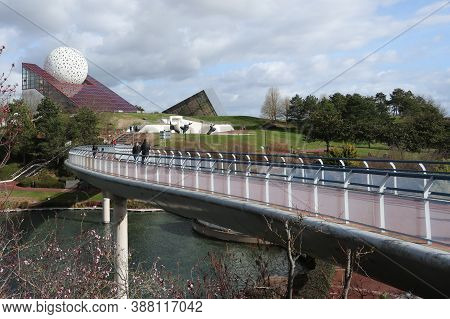 Poitiers, Nouvelle Aquitaine / France - 03-02-2019 : Futuroscope French Theme Park With Technologica