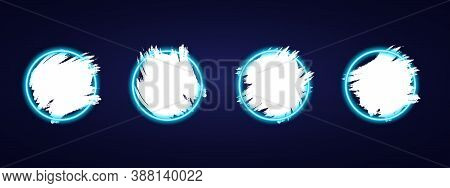 Abstract Neon Banners. Banners Set With Neon Light On Dark Blue Background. Vector Illustration