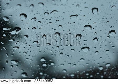 Water Drop Or Rain Drop On Glass Closeup View Beautiful Background