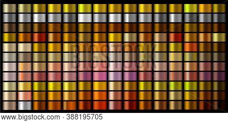 Vector Gradients Collection. Gold, Golden, Gold Rose, Silver, Bronze, Copper, Chrome Colors Gradient