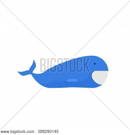 Happy Smiling Whale. Adorable Ocean Animal, Joyful Wild Marine Mammal, Cute Seaworld Dweller. - Vect