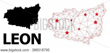 2d Polygonal And Solid Map Of Leon Province. Vector Structure Is Created From Map Of Leon Province W