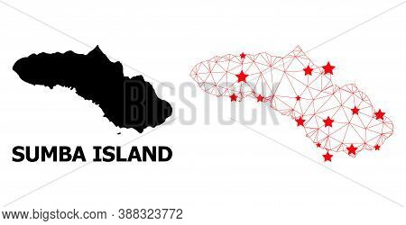 Network Polygonal And Solid Map Of Sumba Island. Vector Structure Is Created From Map Of Sumba Islan