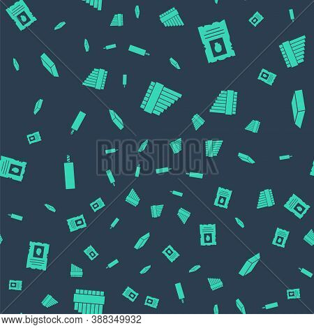 Set Pan Flute, Wanted Western Poster, Dynamite Bomb And Gold Bars On Seamless Pattern. Vector