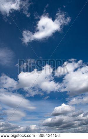 Summer Bright Blue Sky With Clouds Outdoor Background