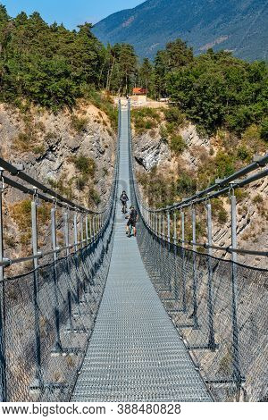 Ebron, France - Sep 19, 2020: La Passerelle De L Ebron On The Lac De Monteynard-avignonet. France In