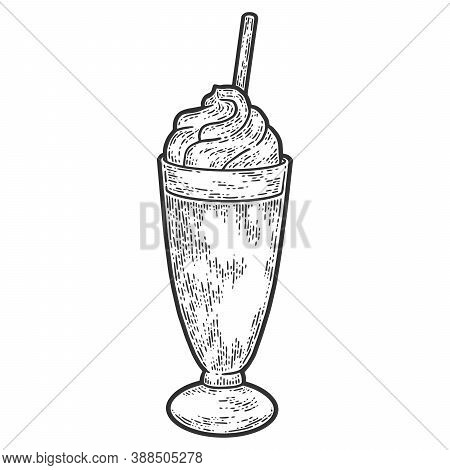 Mlkshake. Sketch Scratch Board Imitation. Black And White.