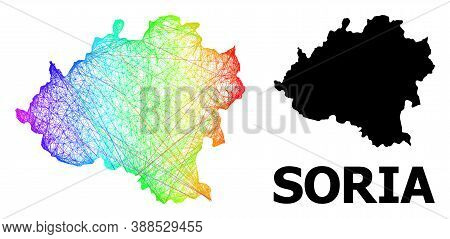 Wire Frame And Solid Map Of Soria Province. Vector Structure Is Created From Map Of Soria Province W