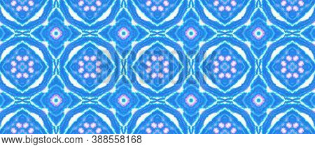 Folk Tribal Seamless Pattern. Abstract Geometric Peruvian Ethnic Texture. Blue And White Colors. Vin