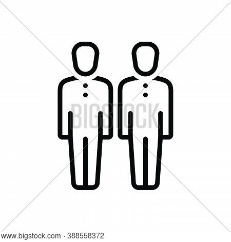 Black Line Icon For Along Friendly Keep-company-with  Partner Go-with Go-along People Unity