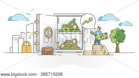 Earnings Profit As Financial And Economical Money Growth Outline Concept. Income Profit Or Secure Sa