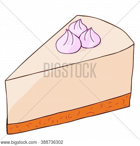 A Piece Of Cheesecake With Meringue Decoration