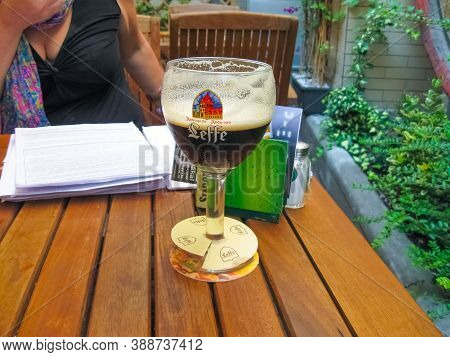 Prague, Czech Republic - June 26, 2010: The Leffe Logo At Beer At Narodni Restaurant At Prague, Czec