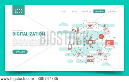 Digitalization Concept With Circle Icon For Website Template Or Landing Page Banner Homepage